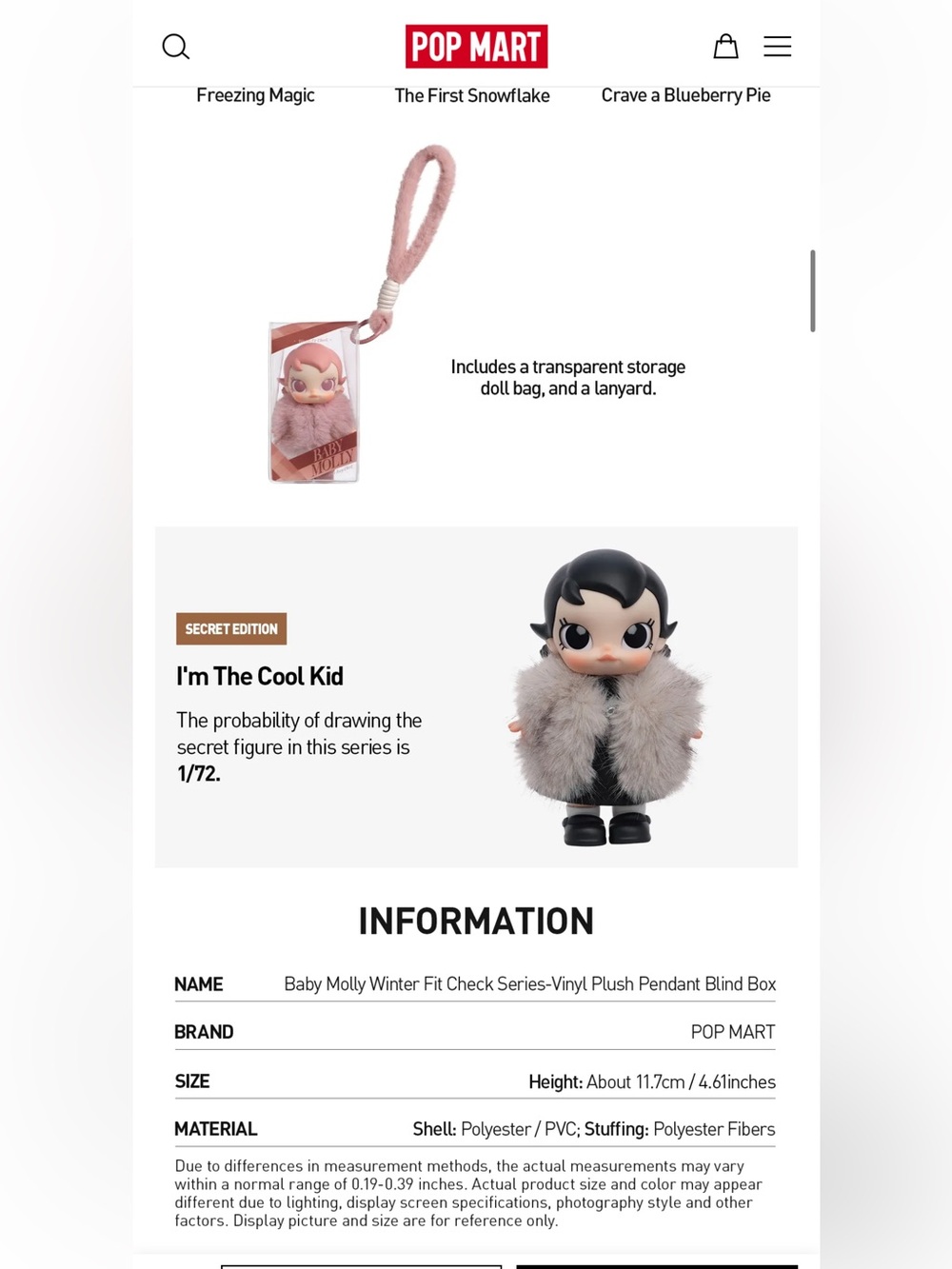 💯 Authentic POP MART Molly Winter Fit secret + free molly gift NWT - Picture 9 of 14